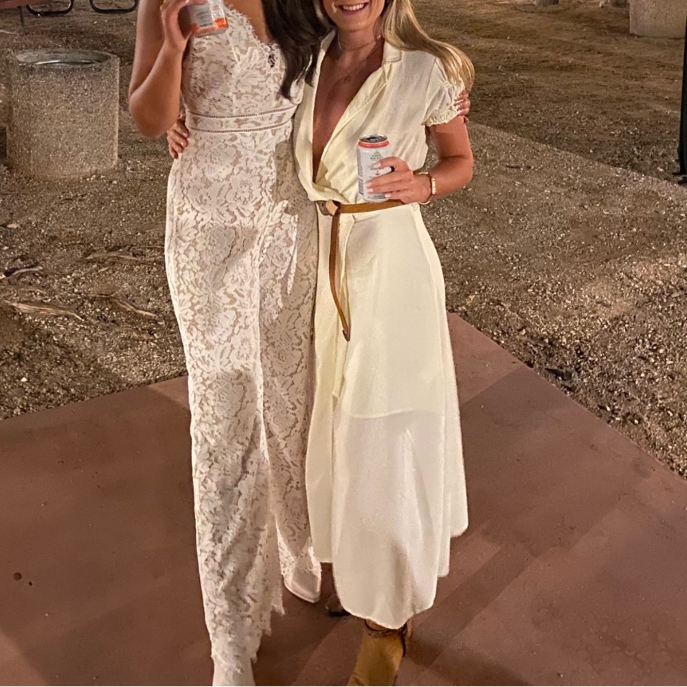 Urban Outfitters Cream Wrap Midi Dress Small